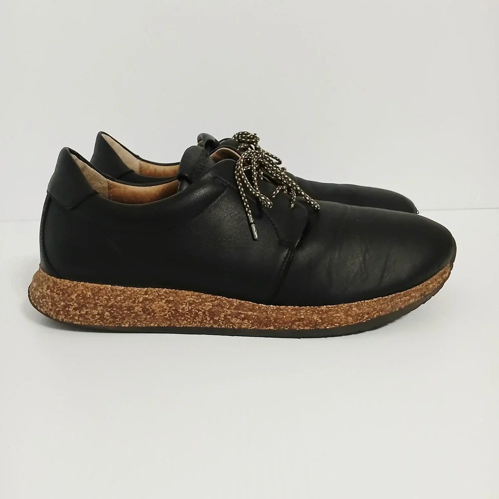 Birkenstock Wrigley Mens Black Leather Lace Up Shoes Cork Midsole US 12 EU 45 L